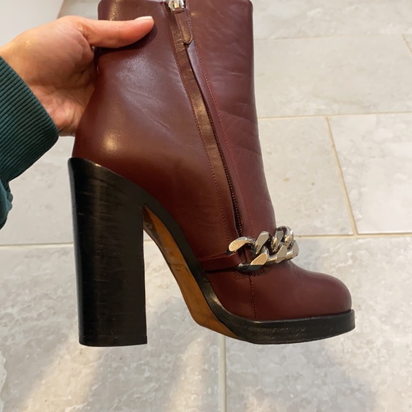 Burgundy Givenchy Chain Embellished Boots - Picture 9 of 9